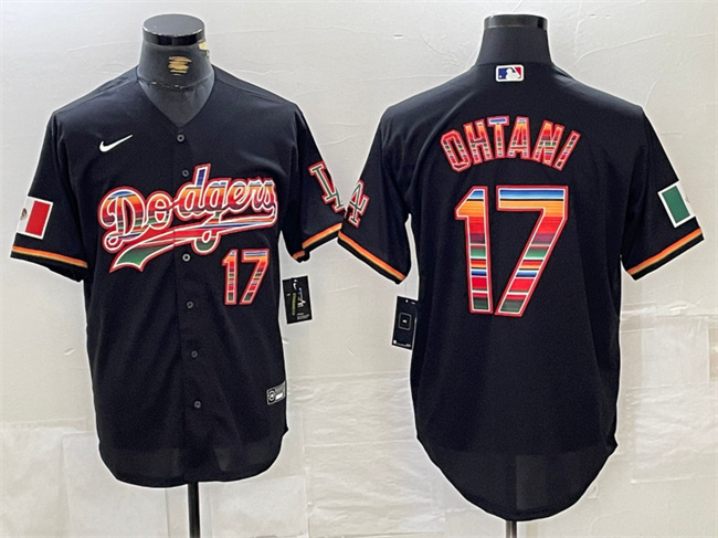 Men's Los Angeles Dodgers #17 Shohei Ohtani Black Mexico Cool Base Stitched Baseball Jersey